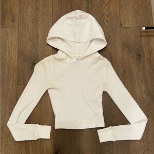TNA white waffle knit Cropped Hoodie